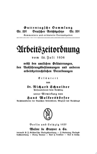 Arbeitszeitordnung vom 26. Juli 1934