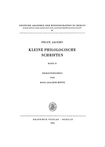 Kleine Philologische Schriften, II