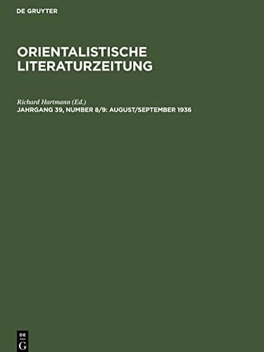 Orientalistische Literaturzeitung/August/September 1936