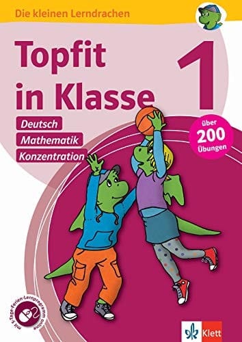 Klett Topfit in Klasse 1 - Deutsch, Mathematik und Konzentration Übungsbuch für die Grundschule, über 200 Übungen, mit Ferien-Lernprogramm online