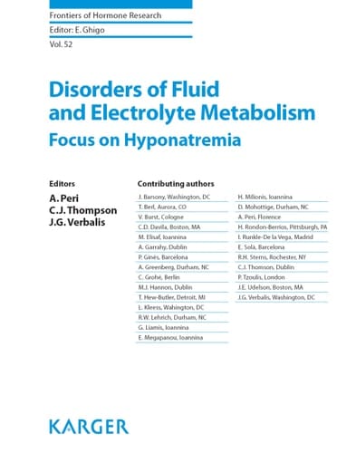 Disorders of Fluid and Electrolyte Metabolism: Focus on Hyponatremia (Frontiers of Hormone Research Book 52)