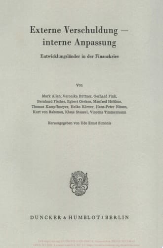 Externe Verschuldung - interne Anpassung Entwicklungsländer in der Finanzkrise