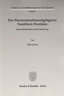 Das Wasserentnahmeentgeltgesetz Nordrhein-Westfalen Bestandsaufnahme und Evaluierung
