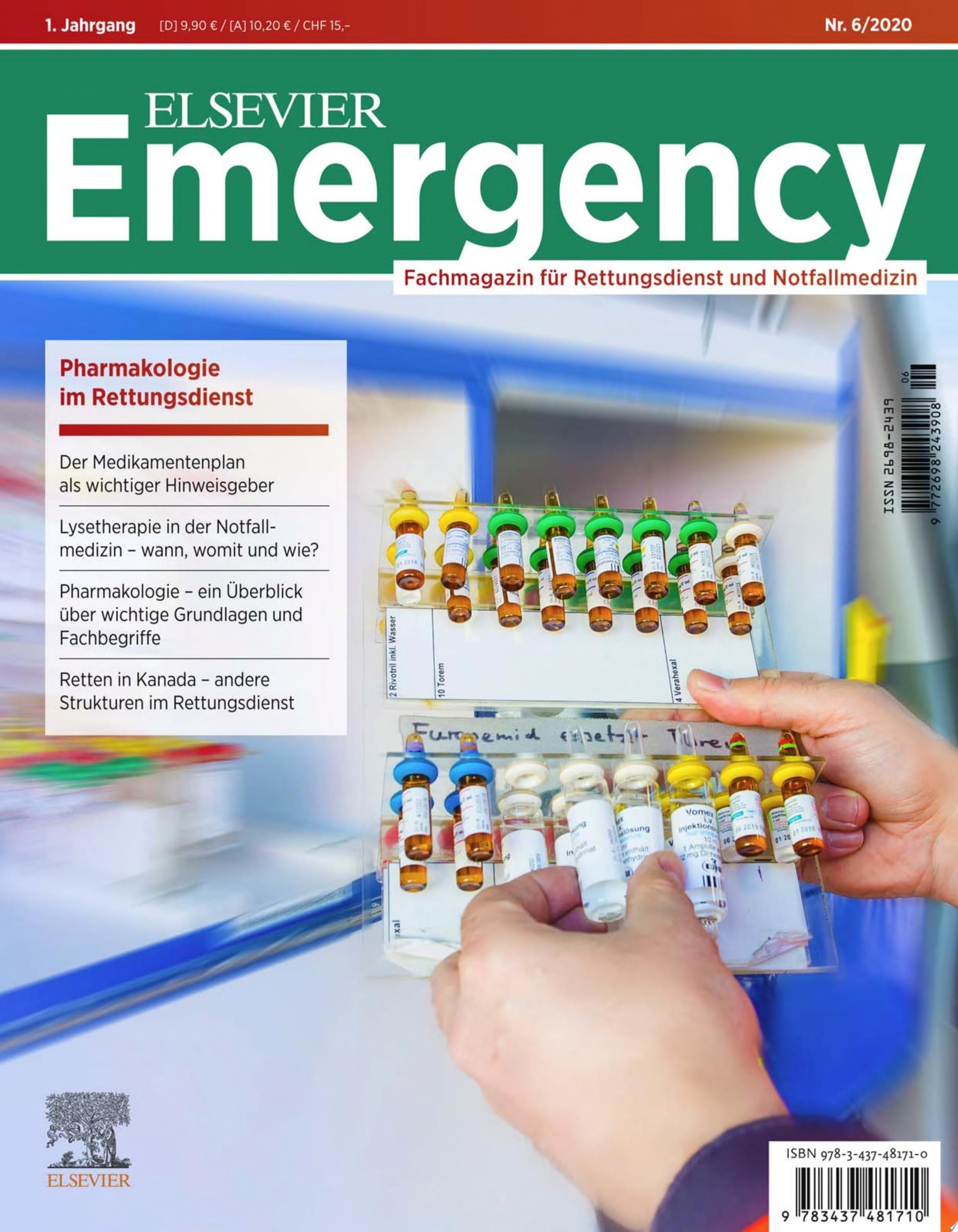 Elsevier Emergency. Pharmakologie im Rettungsdienst. 6/2020