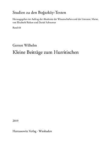 Kleine Beiträge zum Hurritischen