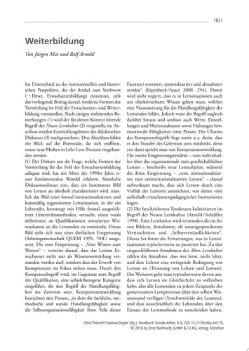 Weiterbildung Ein Beitrag aus dem Handbuch Soziale Arbeit, 6. Auflage