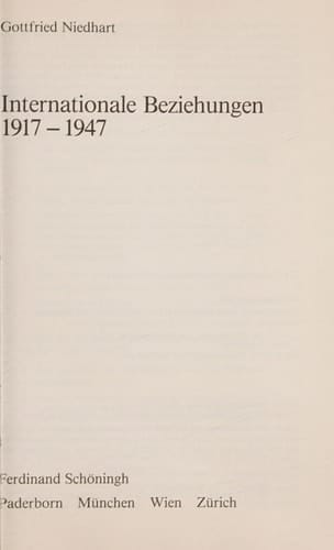Internationale Beziehungen 1917-1947 (Uni-Taschenbücher) (German Edition)