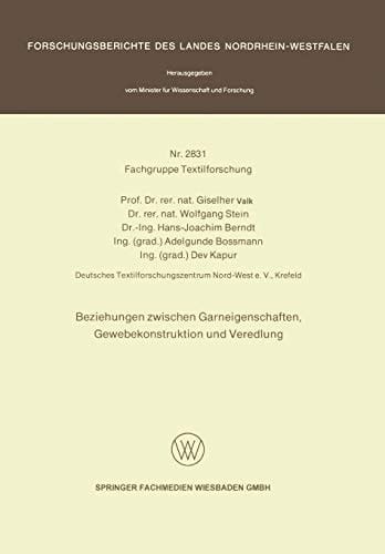 Beziehungen zwischen Garneigenschaften, Gewebekonstruktion und Veredlung