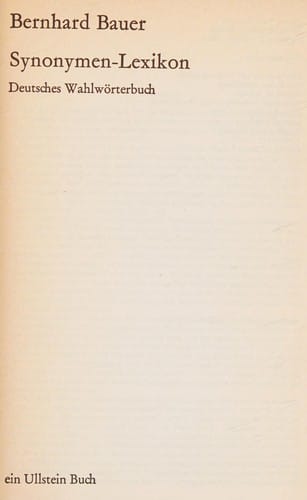 Ullstein Synonymen Lexikon Deutsches W