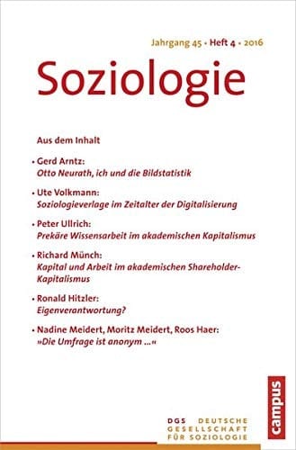 Soziologie 4.2016 Forum der Deutschen Gesellschaft für Soziologie