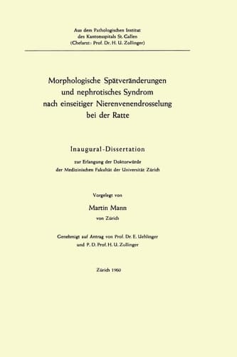 Morphologische Spätveränderungen und nephrotisches Syndrom nach einseitiger Nierenvenendrosselung bei der Ratte: Inaugural-Dissertation (German Edition)