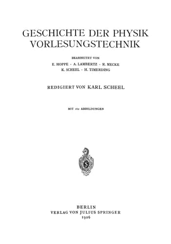 Geschichte der Physik Vorlesungstechnik