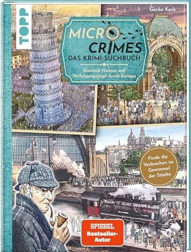 Micro Crimes. Das Krimi-Suchbuch. Sherlock Holmes auf Verfolgungsjagd durch Europa. Finde die Ganoven im Gewimmel der Goldenen 20er Wimmelbuch-Rätsel durch sechs Länder! Mit Poster