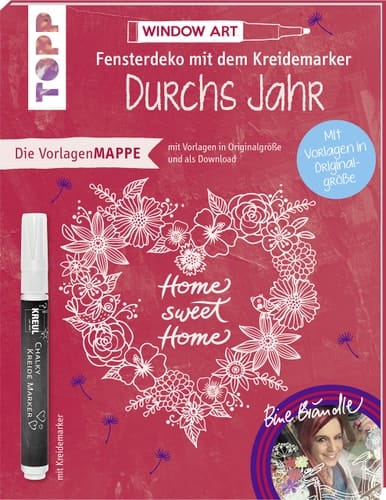 Fensterdeko durchs Jahr mit dem Kreidemarker. Inkl. Original Kreidemarker von Kreul Vorlagenmappe mit Motiven in Originalgröße und als Download
