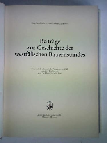 Beiträge zur Geschichte des westfälischen Bauernstandes (German Edition)