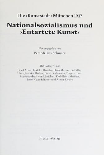 Nationalsozialismus Und "Entartete Kunst"