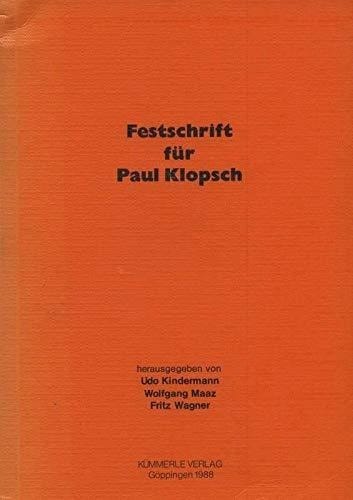 Festschrift für Paul Klopsch (Göppinger Arbeiten zur Germanistik) (German Edition)