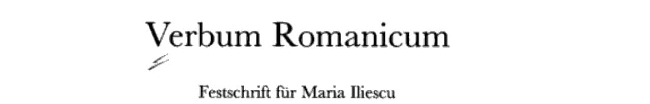 Verbum Romanicum Festschrift für Maria Iliescu