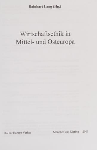 Wirtschaftsethik in Mittel- und Osteuropa (Arbeit, Organisation und Personal im Transformationsprozess)