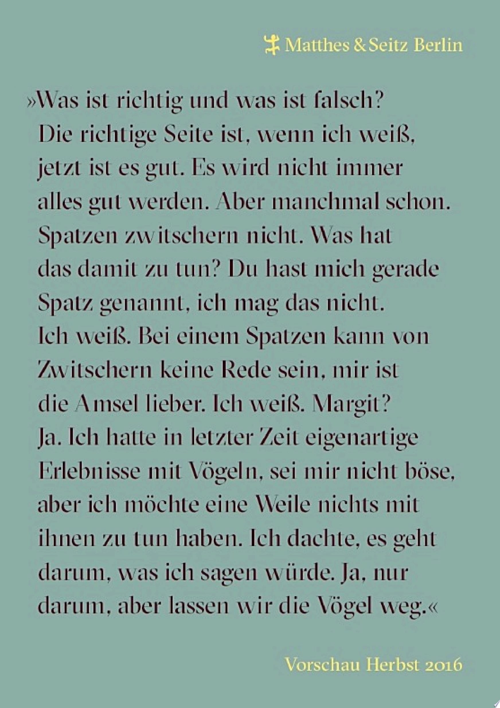 Leseproben Herbstprogramm 2016 Matthes & Seitz Berlin