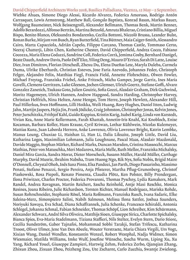 David Chipperfield Architects Works 2018 : Basilica Palladiana, Vicenza, 12 May-2 September