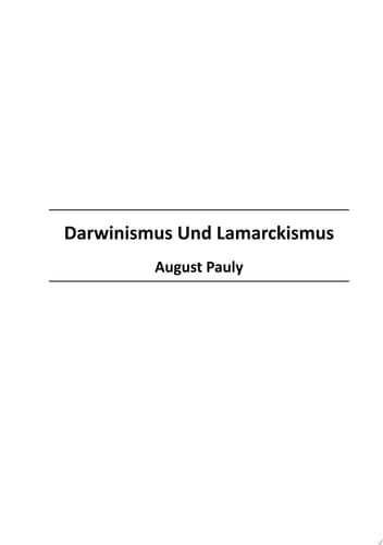 Darwinismus Und Lamarckismus