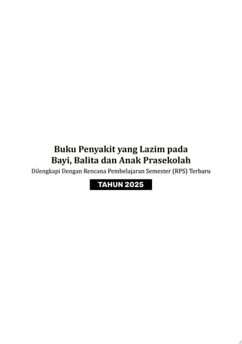 Buku Penyakit yang Lazim pada Bayi, Balita dan Anak Prasekolah