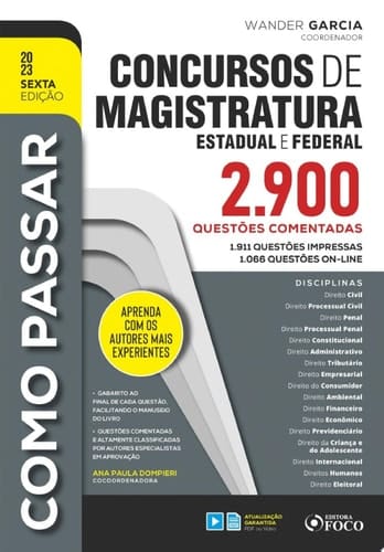 Como Passar Concursos de Magistratura Estadual, Federal 2.900 questões