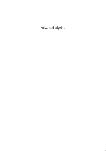 ADVANCED ALGEBRA