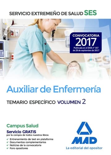 Auxiliar de enfermería del Servicio Extremeño de Salud (SES). Temario Específico volumen 2