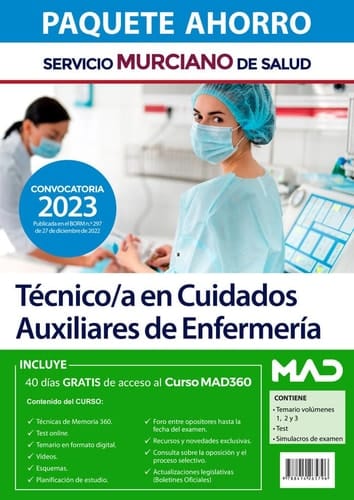 Paquete Ahorro Técnico/a en Cuidados Auxiliares de Enfermería Servicio Murciano de Salud.