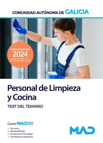 Escala de Personal de Limpieza y Recursos Naturales y Forestales, especialidad Personal de Limpieza y Cocina de la Comunidad Autónoma de Galicia. Test del Temario