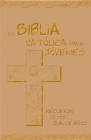 La biblia católica para jóvenes Mis 15 años - ed. azul - polipiel marfil - estampación oro