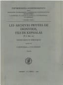 Les Archives privées de Dionysios, fils de Kephalas P.L. Bat. 22 : textes grecs et démotiques