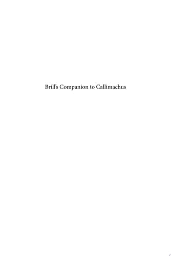 Brill's Companion to Callimachus