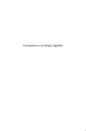 Corruption as an Empty Signifier Politics and Political Order in Africa