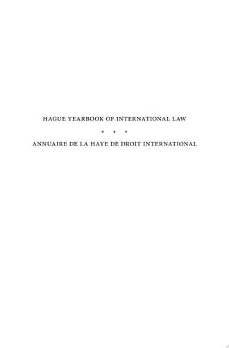 Hague Yearbook of International Law / Annuaire de La Haye de Droit International, Vol. 25 (2012)