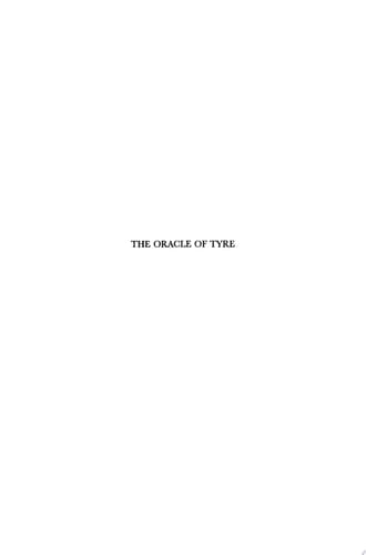 The Oracle of Tyre The Septuagint of Isaiah XXIII as Version and Vision
