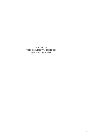 Water in the Cultic Worship of Isis and Sarapis