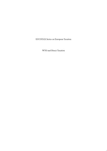 WTO and Direct Taxation