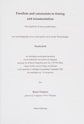 Freedom and Constraints in Timing and Ornamentation