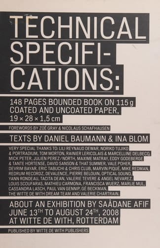 Saâdane Afif: Technical Specifications