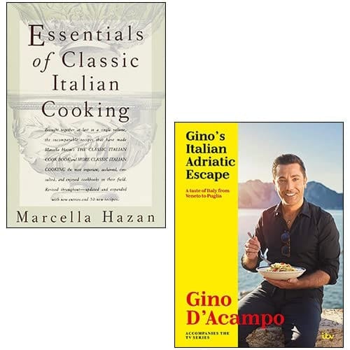 Essentials of Classic Italian Cooking By Marcella Hazan, Gino's Italian Adriatic Escape By Gino D'Acampo 2 Books Collection Set