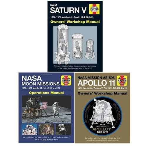 Apollo 11 50th Anniversary Edition, NASA Moon Missions Operations Manual And Saturn V Manual 3 Books Collection Set (Haynes Manuals)