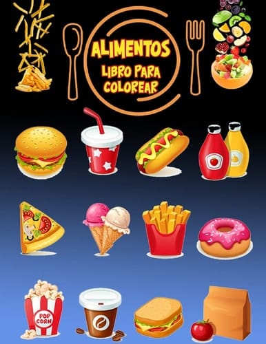 Libro para colorear alimentos Libro de actividades para niños