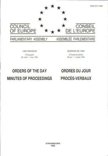 Assemblée Parlementaire Ordres du Jour Session de 1994 (Troisième partie), 28 juin 1er juillet 1994