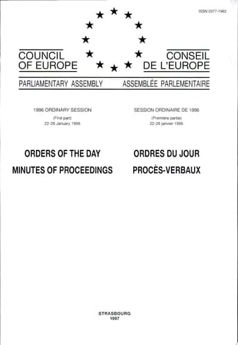 Assemblée Parlementaire Ordres du jour Session ordinaire de 1996 (Première partie) 2226 janvier 1996
