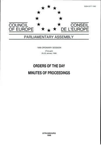 Parliamentary Assembly Orders of the Day 1998 Session (first part, January 1998)