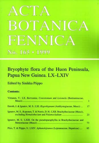 Bryophyte Flora of the Huon Peninsular, Papua New Guinea LX-LXIV