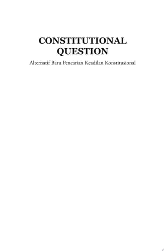 Constitutional Question Alternatif Baru Pencarian Keadilan Konstitusional